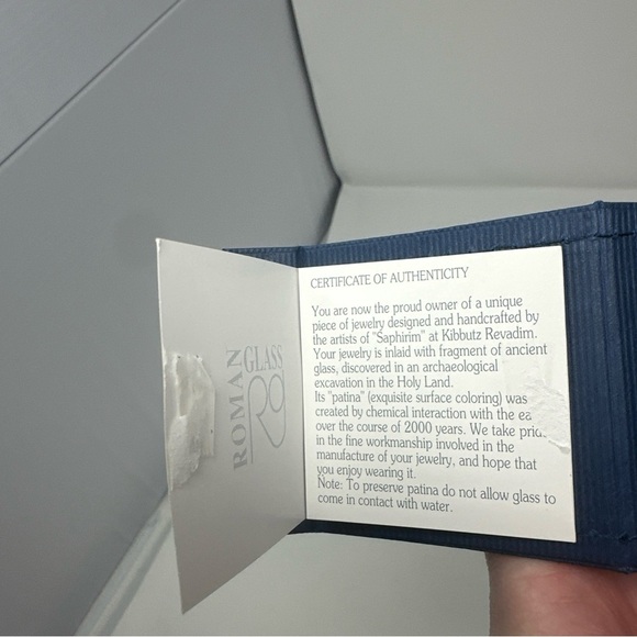 Saphrim Kibbutz Revadim Roman Glass Size 8.5 Ring set in‎ Sterling Silver - Picture 2 of 7